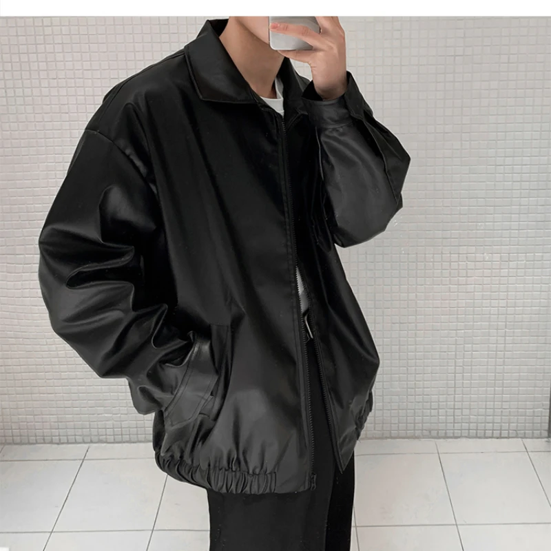 Spring and Autumn Korean Fashion Men's Jackets Loose Zipper Fashion Brand Jackets Handsome Motorcycle Leather Jackets M-5XL