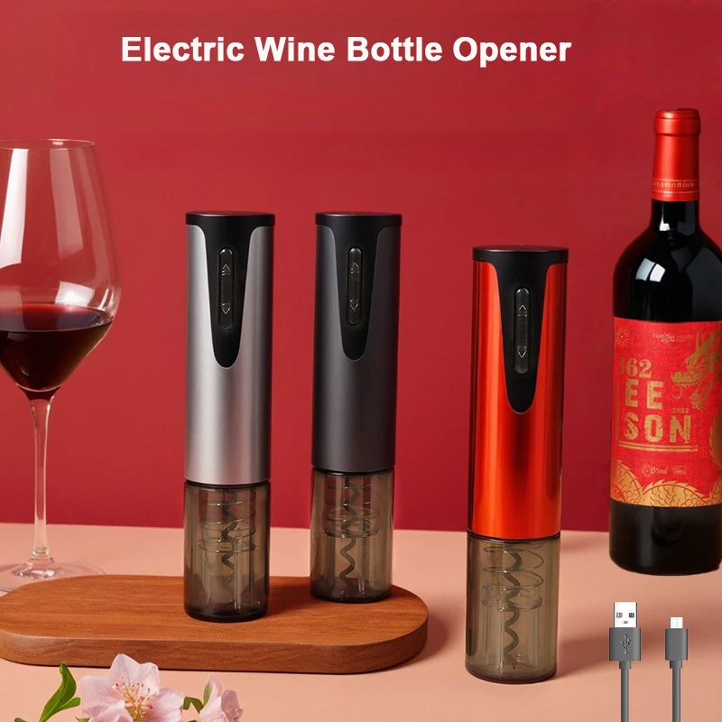 Portable Electric Wine Bottle Opener 35mm Diameter Type-C Rechargeable Automatic Wine Bottle Cork Screw Tool Kitchen Appliance