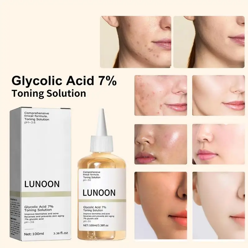 Glycolic Acid 7% Toning Solution Gentle Exfoliation Moisturizing Glycolic Acid Toner Face Toner Shrink Pores Skin Care 100ml