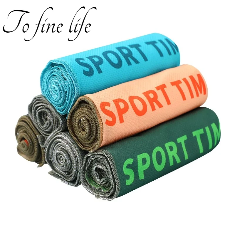 

Sports Quick-drying Towel for Running Yoga Gym Sweat-absorbent Microfiber Material Towel 100x30cm Printed Breathable Cold Towel