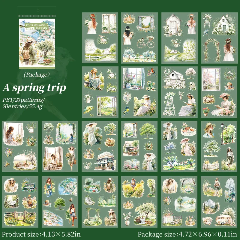 Four Seasons Scenery Decorative Stickers for Scrapbooking and Crafts (20 Sheets)