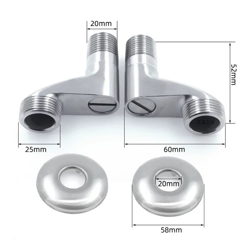 Width Adjustable Angle Valve Replacement Shower Faucet Adapter Part Stainless steel Wall Mounted Bathroom 2Pcs/Set