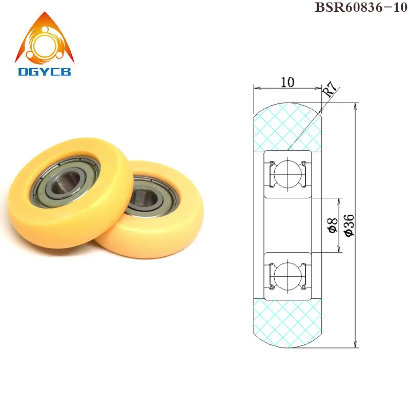 1pcs8x36x10mmRowerRollersBSR6083610OD36mmPOMCoatedRowing