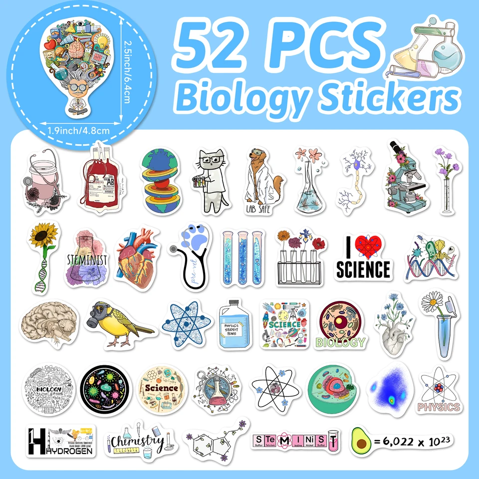 50 Pcs Glow In The Dark Science Stickers - Chemistry, Biology, Physics Decals For Laptop, Water Bottle, Notebook - Classroom & Teen Decor - View #7