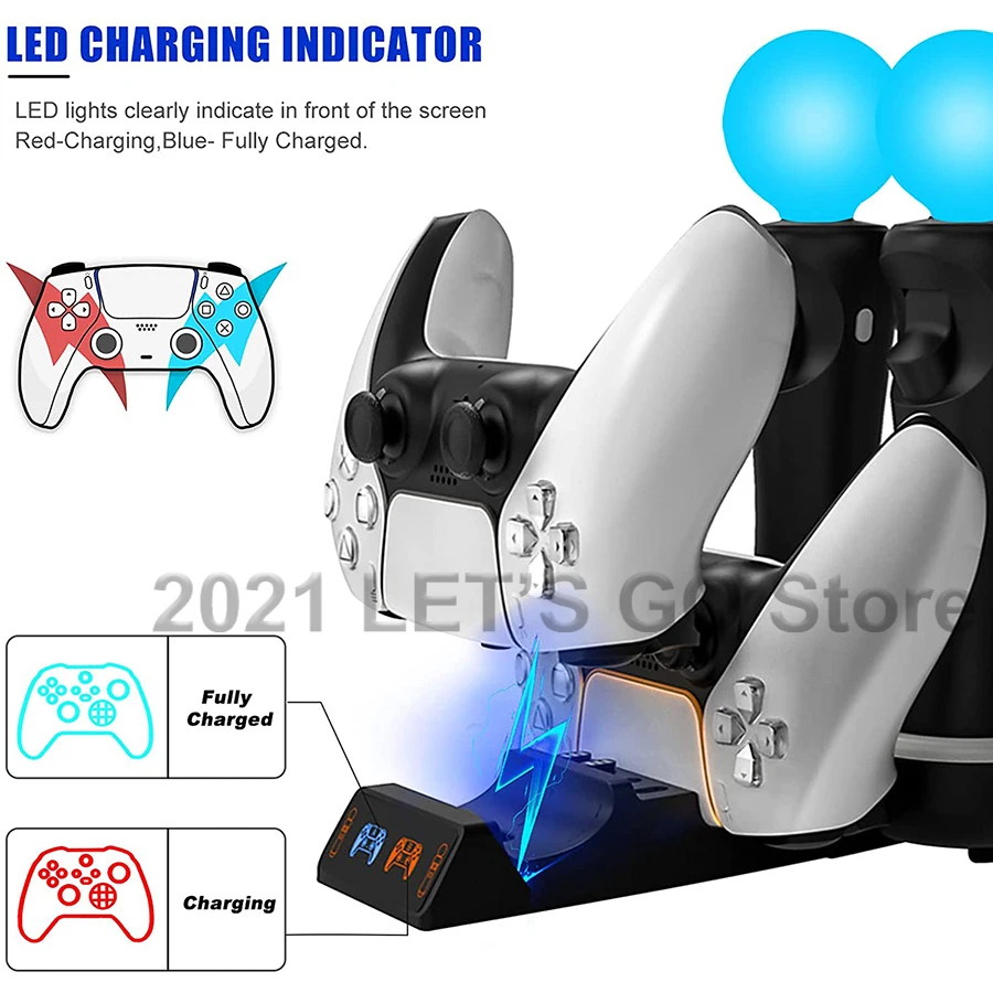 4で1 PS5 psvr移動モーションコントローラ高速充電ステーション充電器ドックスタンドプレイステーション5 dualsense ps  vrアクセサリー