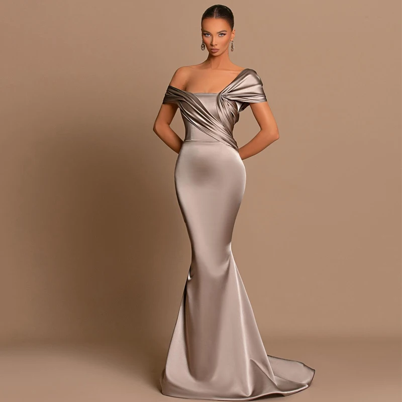 

Женское вечернее платье-Русалка Thinyfull, официальное платье с открытыми плечами вечерние пускного вечера, коктейльное платье длиной до пола с Боковым Разрезом, женское