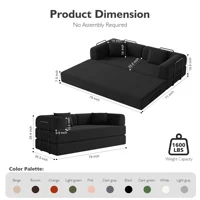 Convertible Floor Sofa Bed with Fixed-Shape Frame,  5-in-1 DIY Combination Modular Sofa,  for Living Room Bedroom Playroom 3