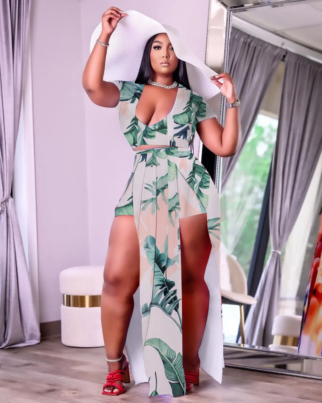 Plus Size Women Sets Tie Dye Floral Bandage Shirts And Pants 2022 Summer Two Piece Set Fashion Female Bodycon Wholesale Clothes