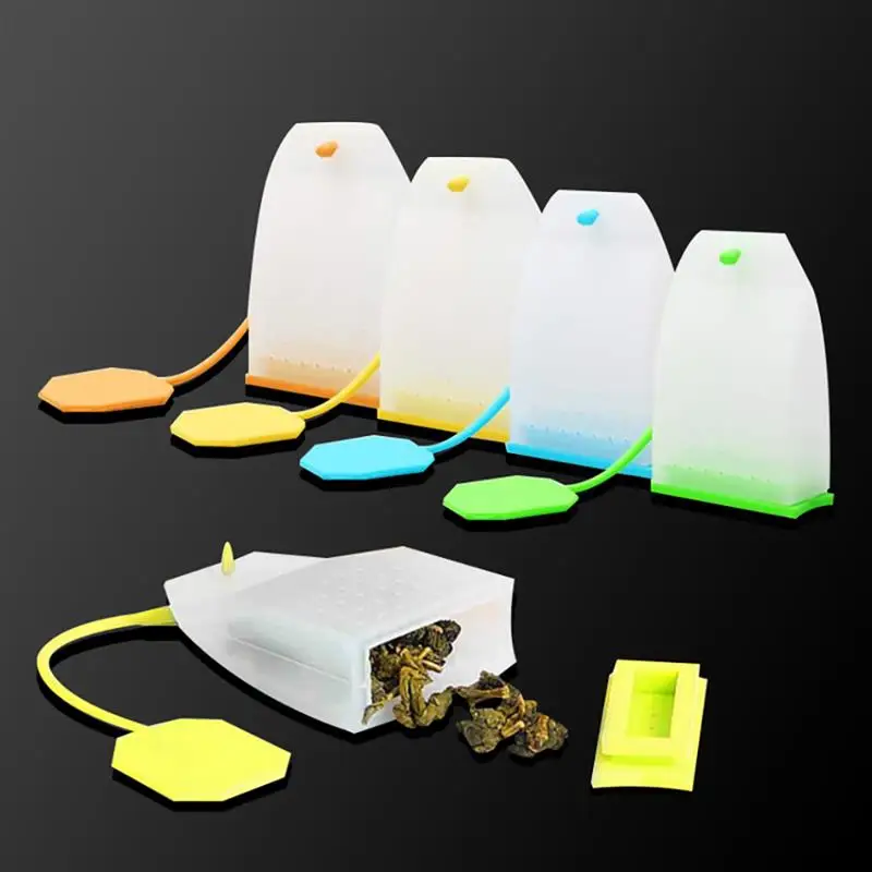 Description Picture 4 of item5Pcs/Set Silicon Tea Strainer Bag Style Tea Infuser Filters With String Filter Bag For Loose Tea Leaves Kitchen Coffee Tea Tools