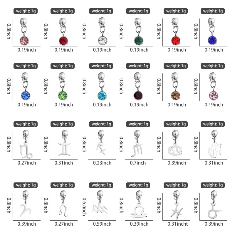 12 Constellations Symbol Charms for Iwatch Silicone Strap Decorative Charm for Apple Watchband 2pcs Couple Charms Stud Jewelry