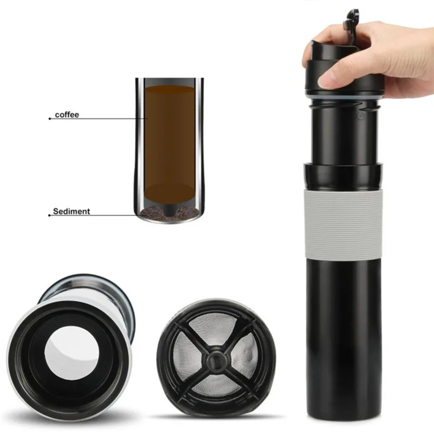 Convenient, Portable, and Compact Manual Espresso Coffee Maker for On-The-Go Travelers and Avid Coffee Connoisseurs-Stylish an