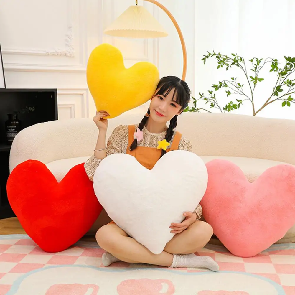 Soft Plush Cushion Plush Heart Pillow for Cozy Room Decor Sofa Room Bedside Solid Color Cushion Toy Photo Prop Sleep for Comfort