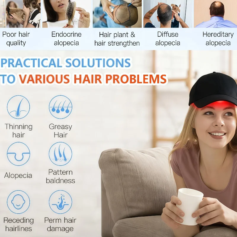 Wireless Laser Hair Growth Helmet for Men and Women, Laser Red Light Therapy Cap for Hair Loss Treatment Device