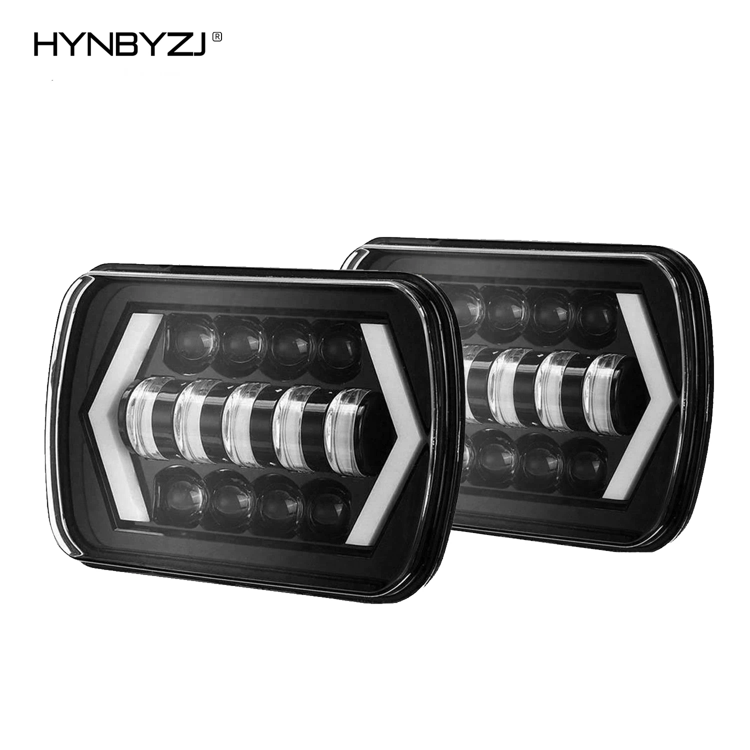 

7X6" 5x7" Inch LED Headlights 55W Hi-Low Beam CREE DRL Toyota Tacoma Truck 12 24V with H4 Harness for Chevrolet Jeep Cherokee XJ