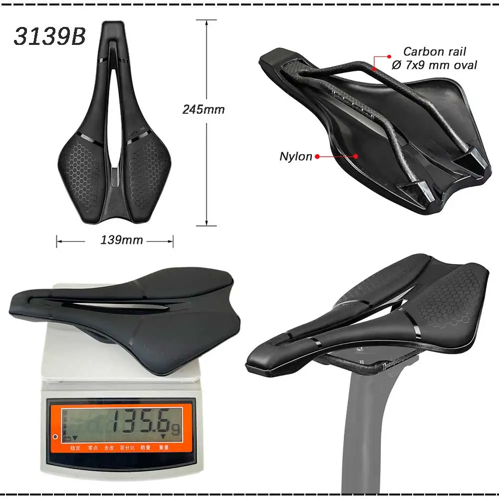 Bicycle Saddle 3D Printed Carbon Road/MTB Bike Super Light Racing Hollow Comfortable Breathable