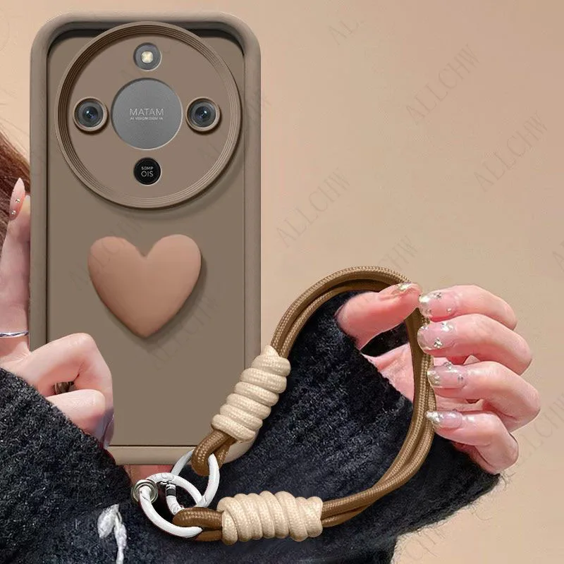 For Honor Magic Lite Series Protective Phone Case with Heart Hand Strap and Shockproof Design