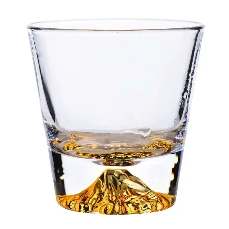 250ML japan mt fuji shaped old fashioned whiskey glass cup lead-free wine cups with wooden gift box for Liquor Scotch Bourbon