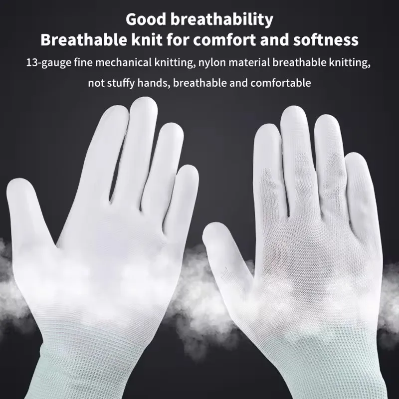 12pairs Antistatic Gloves Anti Static ESD Electronic Working Glove Pu Coated Palm Coated Finger Antiskid for Finger Protection
