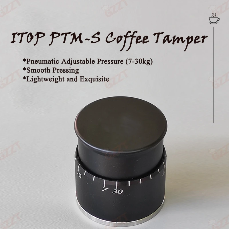 GZZT Manual Coffee Tamper 7-30kg Pneumatic Adjustable Pressure Tamper Flat Press Powder Hammer Portable Mini Tamper 58mm/58.35mm