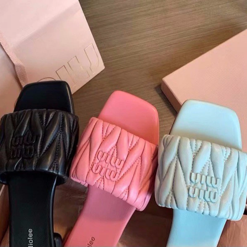 Summer New Style Fashionable Elegant Casual Women's Shoes Solid Color Round Toe Lightweight Flat Heel Open Toe Slippers NO:L8