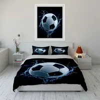 Ensemble de housse de couette à motif de football avec motif d'eau éclaboussante, literie en polyester colorée à impression numérique avec fermeture à glissière pour cadeaux pour enfants 3