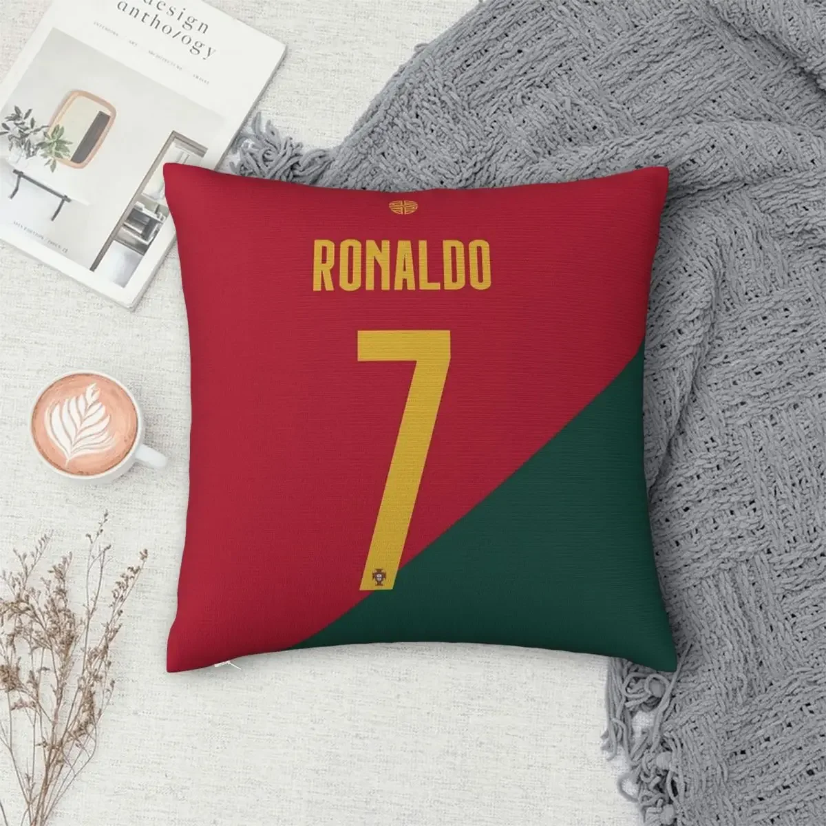 Cristiano Ronaldo Jersey Cr7 Portuguese Flag Square Pillow Case Cushion Covers Funny Zippered Decor Pillowcase for Home 45x45cm