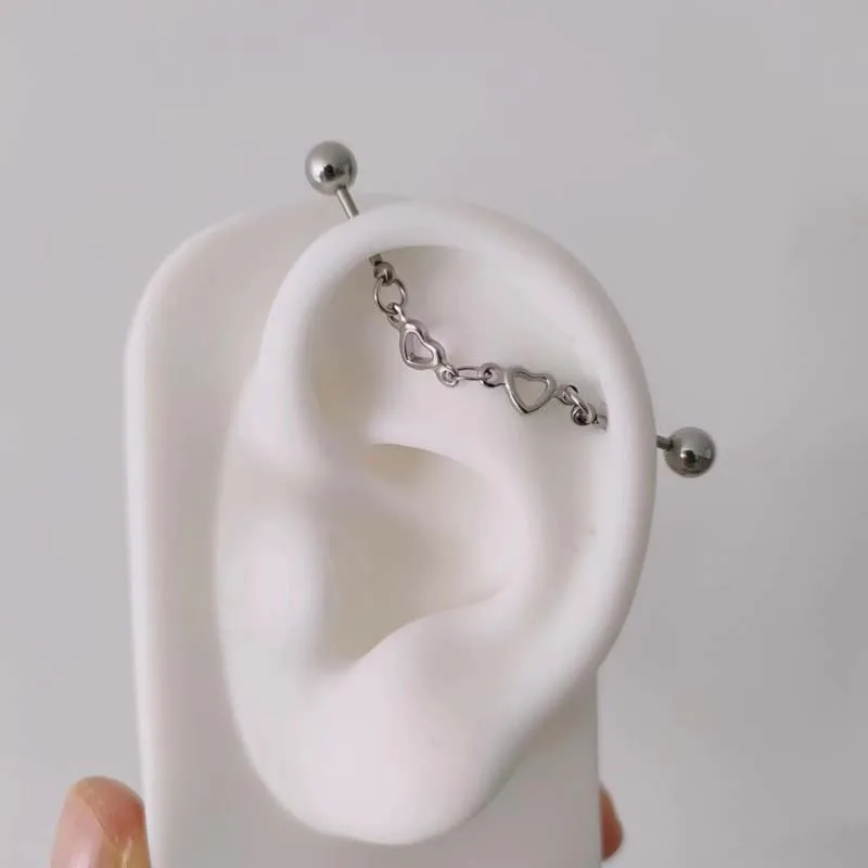 Chriscoco 33 Pièces Piercing Oreille, Acier Chirurgical, Pour Femme, Boucle D'oreille Cercle Avec Chaîne Hypoallergénique, Cartilage, CZ, Opale, étoile, Cœur, Conch, Tragus, Hélix, Piercing, Bijoux