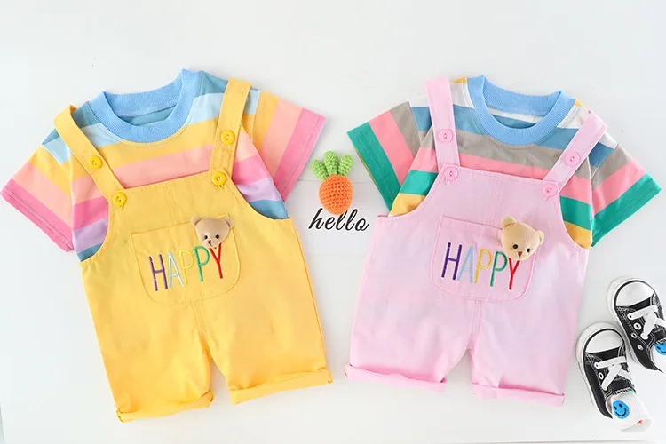 Newborn Baby Girls and Boys Clothing Suit For Spring summer Grils Bows Set New Cute Overalls Baby Clothing Set For Boys Clothes Baby Clothing Set classic