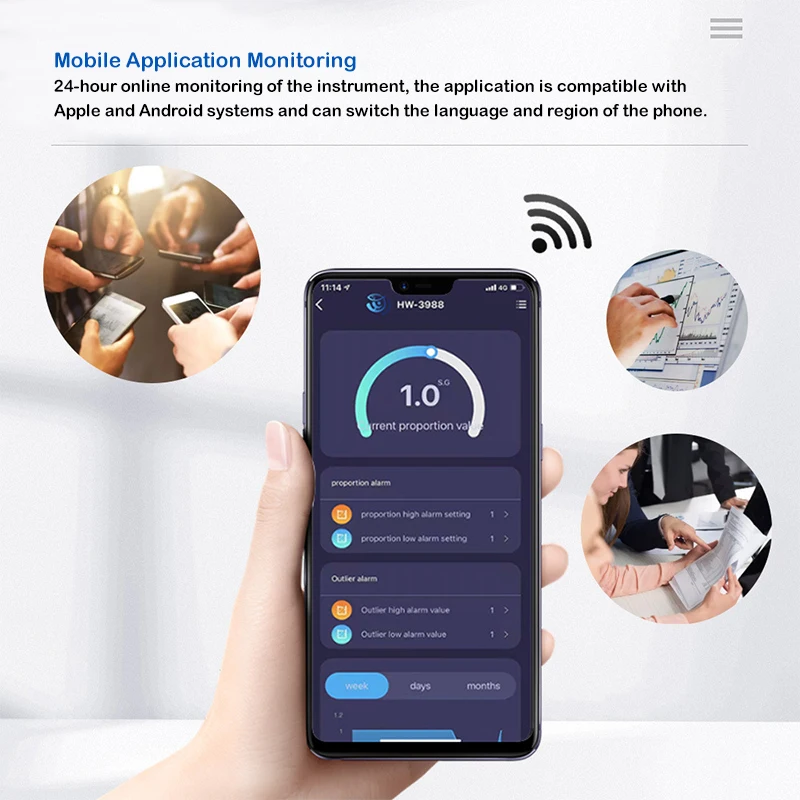VNTECH 6in1 Smart Water Quality Tester, 24 Hrs Tuya App Monitoring of pH EC TDS Salinity SG Temperature, for Aquariums,Lab,Etc