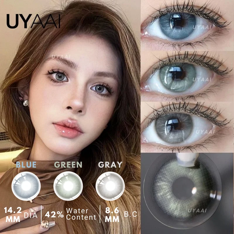 UYAAI 1Pair Color Contact APEX Seris Blue Green Grey Natural Eye Lens Beauty Pupilentes Degree