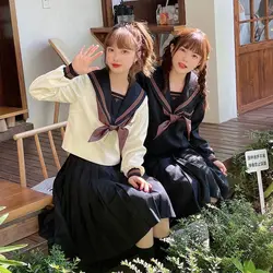 Japanese School Uniforms Anime COS Sailor Suit Jk Uniforms College Middle School Uniform For Girls Students Light Yellow Costume