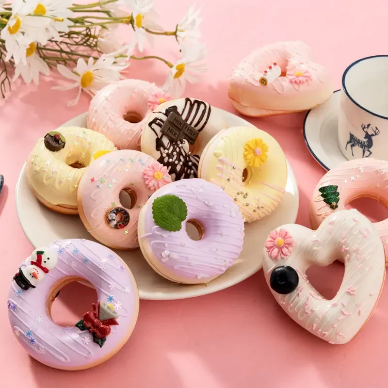 1pc Artificial Decorations Foods Pu Material Simulated Donut Bread Pastry Model Fake Snacks Hotel Decoration Mold Supplies food model food photography props kitchen food toys fake food prank toys