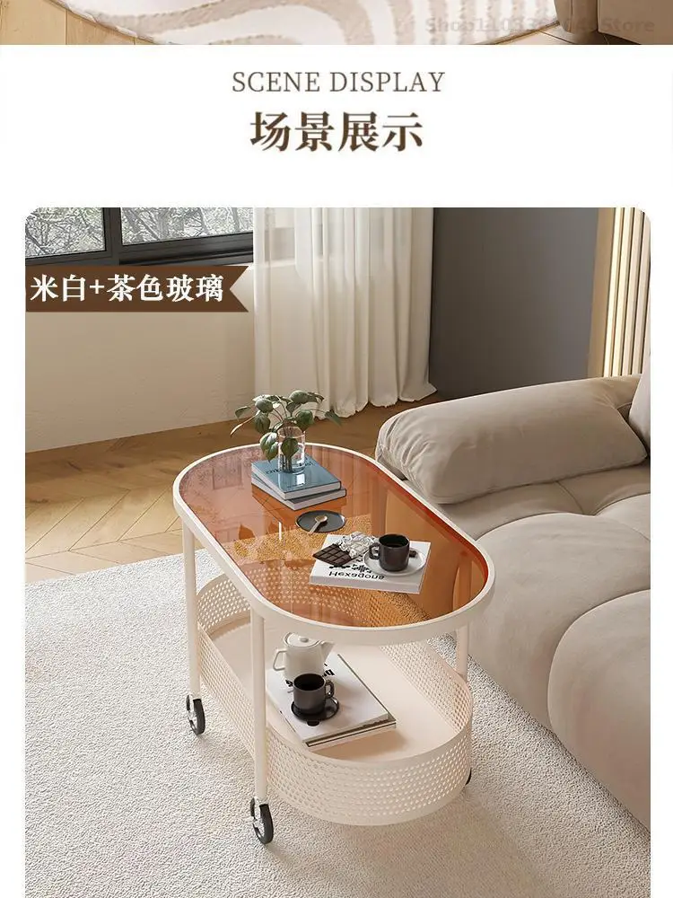 Movable Small Table Sofa Side Cabinet Living Room Small Coffee Table Side Corner Internet Popular Sofa Light