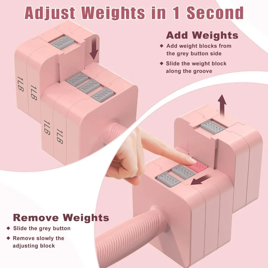 Adjustable Dumbbells Set of 2, 5-in-1 Adjustable Weight Dumbbells for Women/Men, 3lb/5lb/7lb/9lb/11lb Dumbbell Weights Set for H