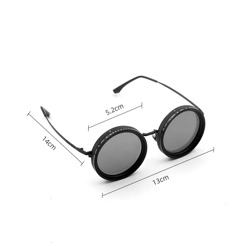 1-9 Gears Unisex Adjustable Sunglasses Rounded Polarized Dimming Glasses With ND Filter Lenses Handcrafted Retro Glasses