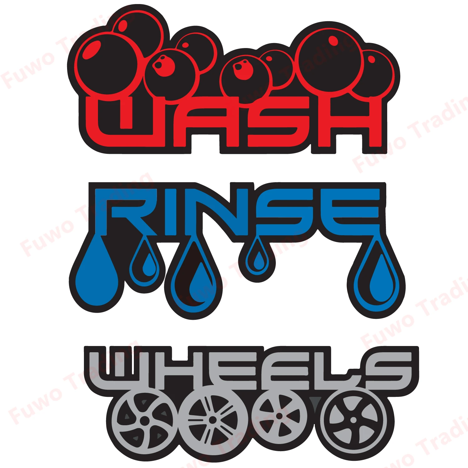 

Fuwo Trading BoutiqueCarStickerBespokeCarDetailingValetingWash, Rinse, WheelsPVCDecalBucket Stickers Sunscreen Waterproof Decals