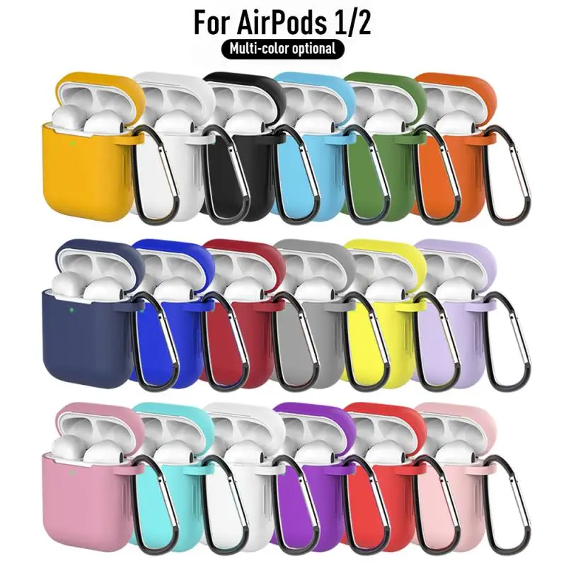 

Silicone Earphone Cases For Airpods 1/2 Anti-drop Housing Wireless Earphone Protective Box For With Hook Headphone Accessories
