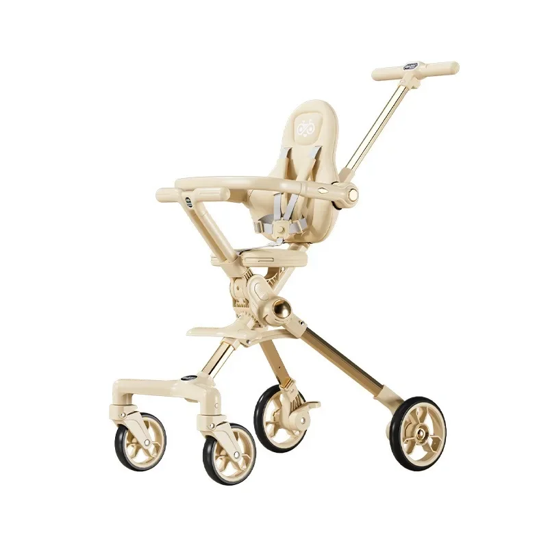 It is easy to sit on the baby cart, baby trolley and the child-walking artifact to stop trolley with one click.