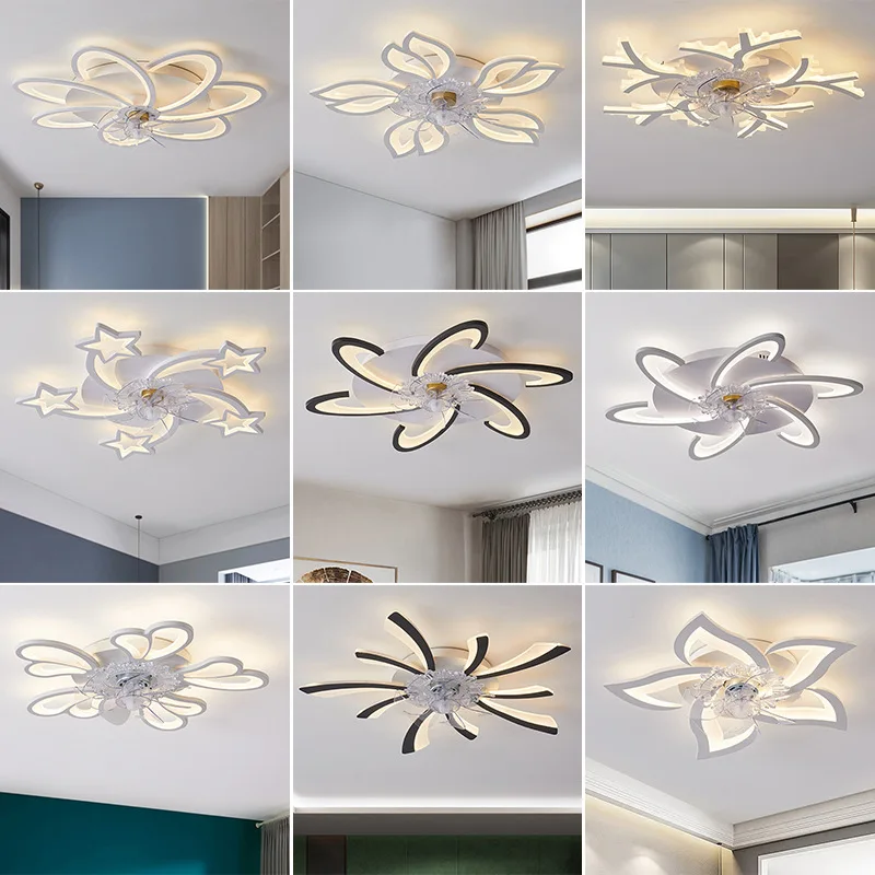 GOECO Ventilatore Da Soffitto Dimmerabile Con Telecomando Moderno Forma Creativa Del Fiore Lampada A Soffitto Per Soggiorno Camera Da Letto Sala Da Pranzo Ufficio Bianco 70831794