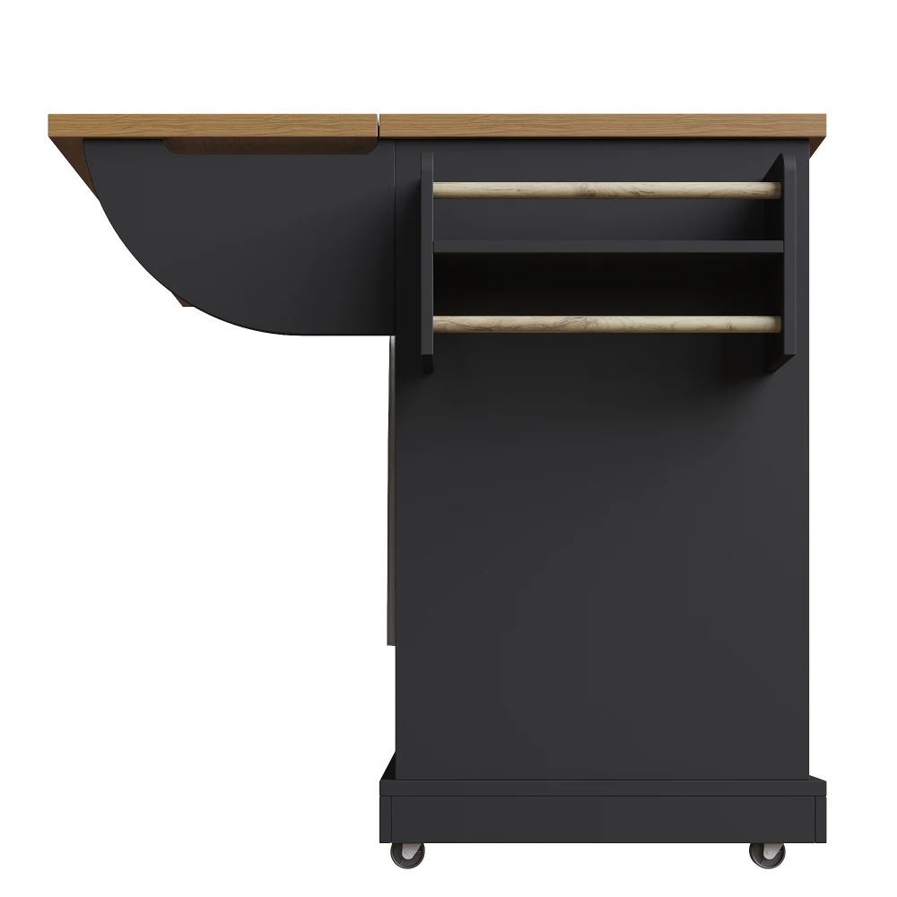 Hochwertige Kücheninsel, mit Holzgitter und großem Stauraum, mobiler Buffetschrank, Küchenwagen für Esszimmer und Wohnzimmer – Detail 16