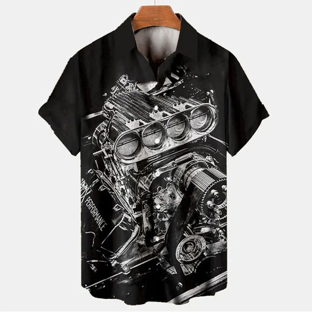 Vintage Car 3d Printed Shirts Men Women Fashion Hawaiian Shirt unisex Beach Short Sleeve Oversized Blouse Men's Lapel Shirt 5