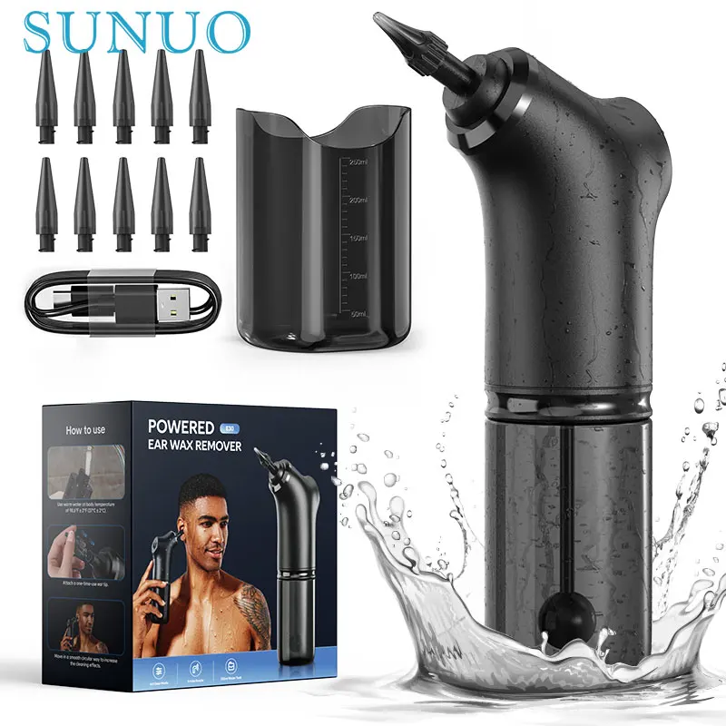 SUNUO Cleaning Health Care Water Irrigation Automatic Earwax Remover For Adult 4 Pressure Mode Silicone Ear Washer_voghion.com