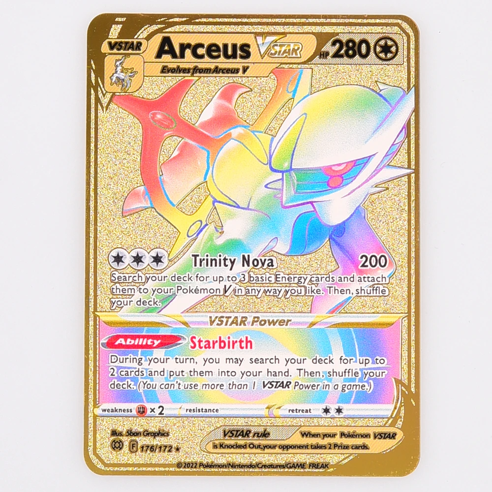 New Pokemon Cards, Rainbow, Glitter, Collectibles, Metal Anime Characters,  Games, Card Battle, Birthday Gifts, Kids Toys