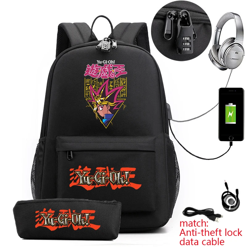 Kids Anti-Theft Travel Backpack Game King Anime Print Student Bookbag Pencil Holder for Daily School Use 1