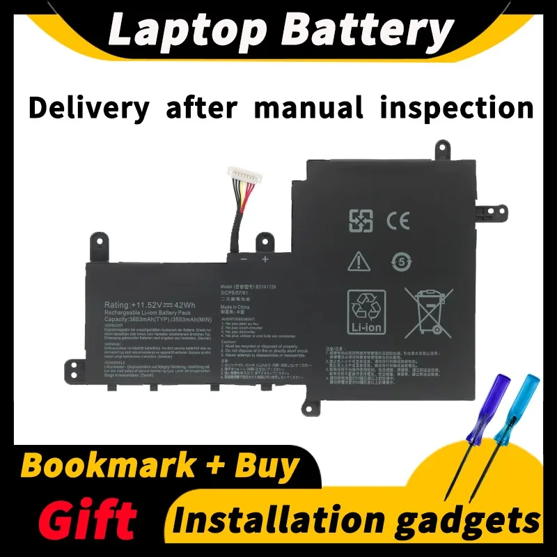 

For ASUS S5300F S5300U S530UA S530F S530UN S530UA X530F X530FN X530UN B31N1729 7.6V 30wh/4240mAh Laptop Battery