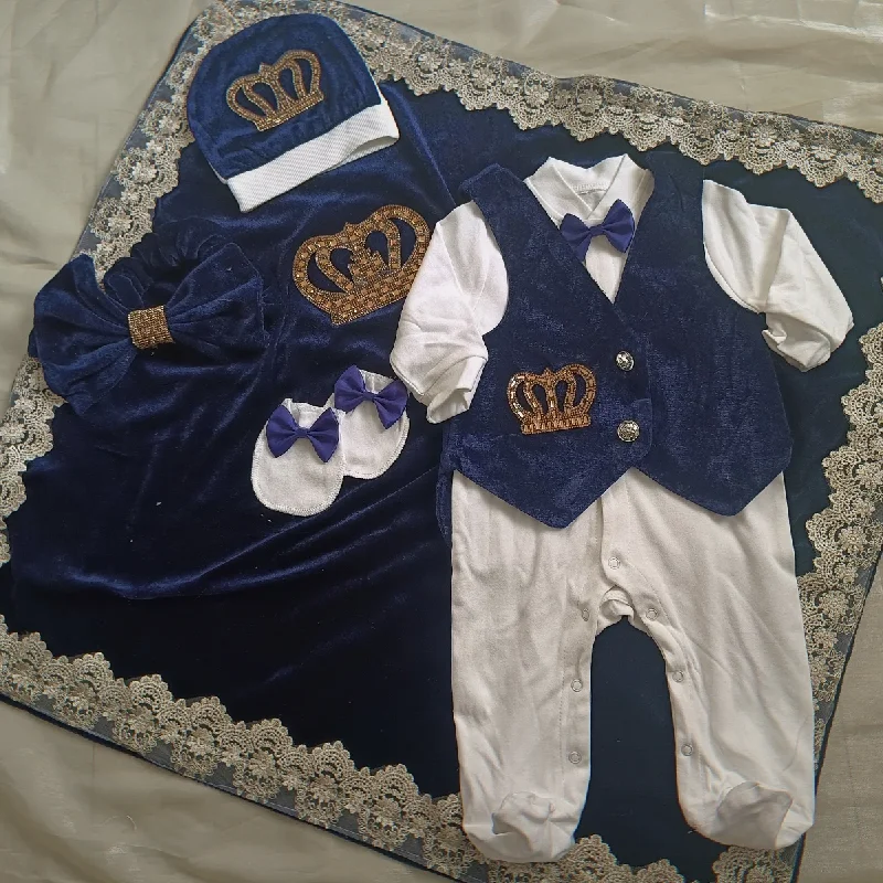 Velvet Newborn Baby Boy Outfits Blazer Vest Kids Clothing Cotton Infant Products Body Suit Shirt Pants Mittens Receiving Blanket - Image 4