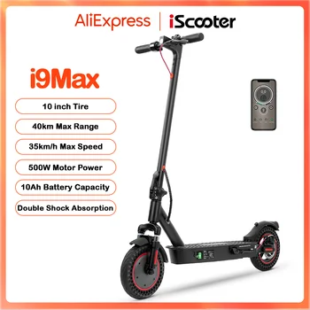 IScooter i9Max 10in Scooter elettrico Max Motor 500W Scooter a doppio assorbimento degli urti per Scooter per pneumatici a nido d'ape per adulti 35 KM/H 10Ah