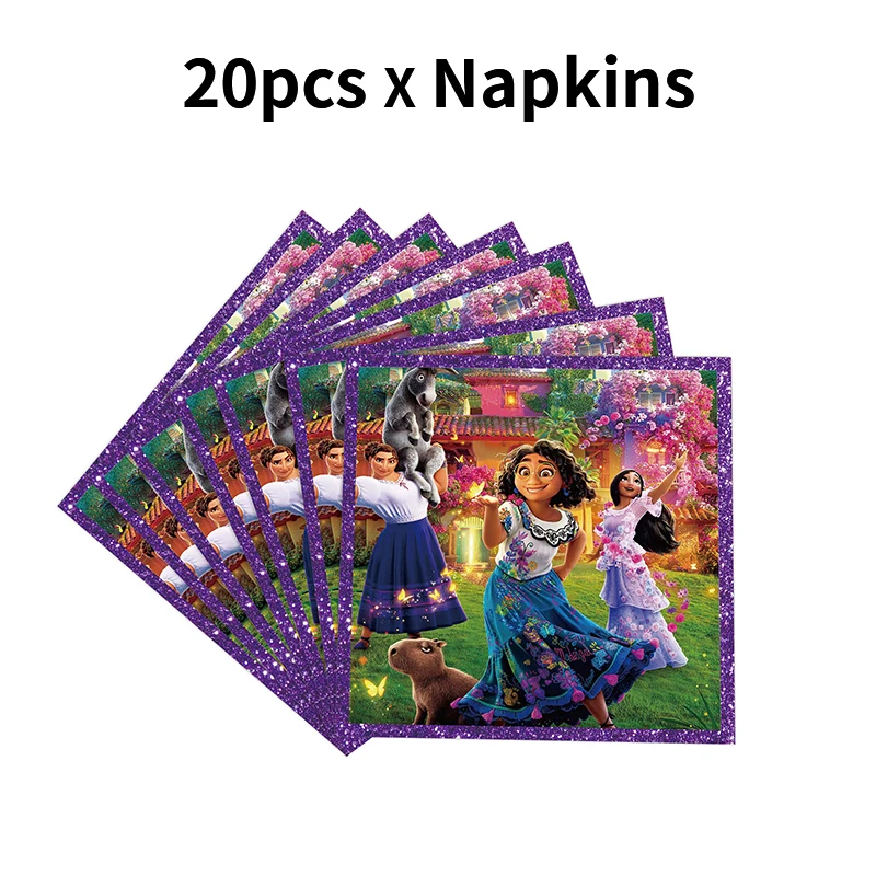 Disney Encanto Party Decorations Supplies Latex Balloon Tableware Cake Toppers Paper Plates Cups For Kids Birthday Toys Gifts