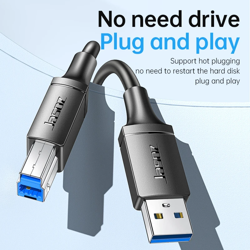 Jasoz USB 프린터 케이블 Canon Epson HP ZJiang 라벨 스캐너 델리 프린터 코드 용 남성 USB3.0 케이블에 고속 유형 B 남성