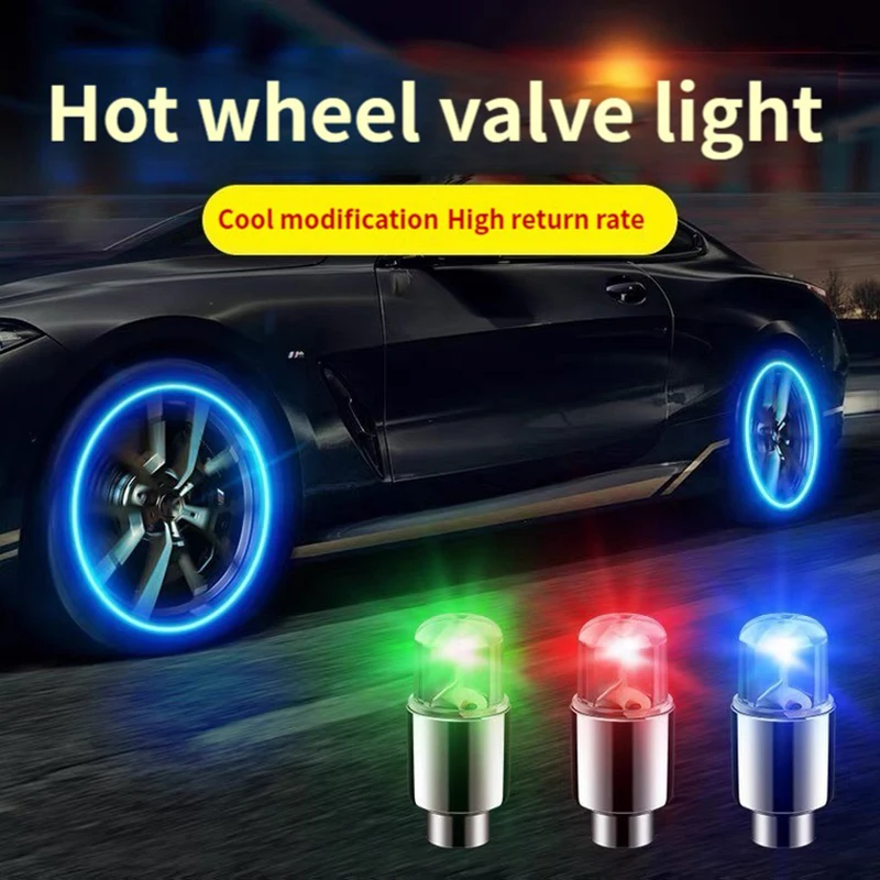 2Pcs/4Pcs Tire Valve Cap Lights Car Wheel Lights Cap Tire Tyre Air Valve LED Light Cap Cover